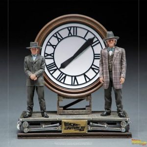 Figurine Retour vers le futur Marty et Doc horloge Artscale 30cm