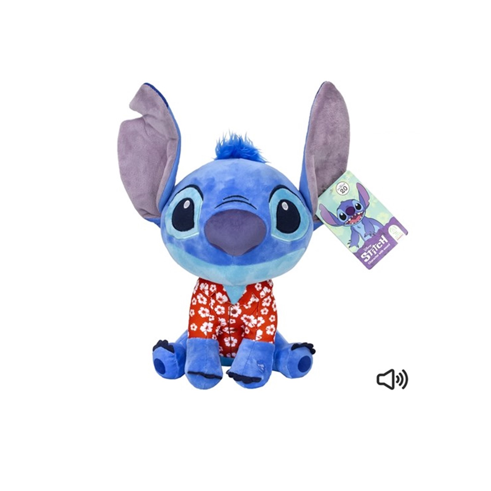 Peluche Disney STITCH HAWAII chemise rouge sonore 30cm
