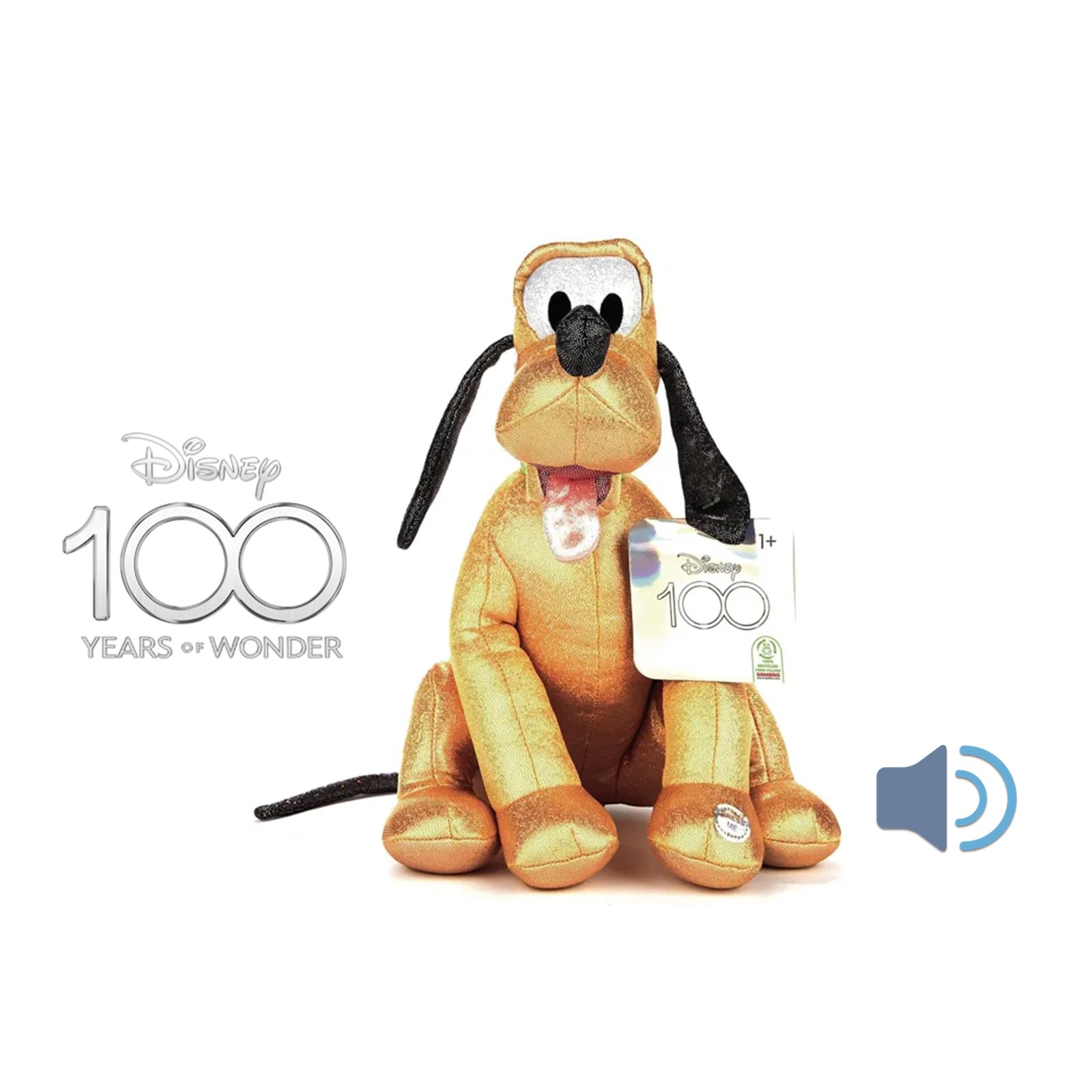 Peluche Disney 100th Pluto Glitter sonore 28cm